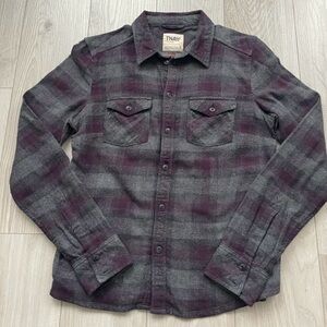 TNA Gray and Purple Plaid Button Down Shirt